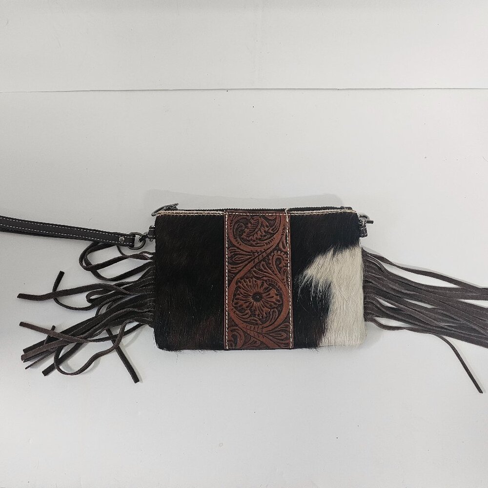 Montana West Wristlet Western Embossed Hair on Hide Suede Fringe Cowgirl - Picture 10 of 10